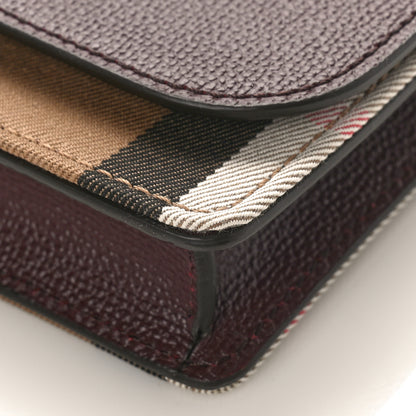 Burberry Grained Calfskin House Check Tartan Mix Hampshire Wallet On Chain Mahogany Red 8 of 8