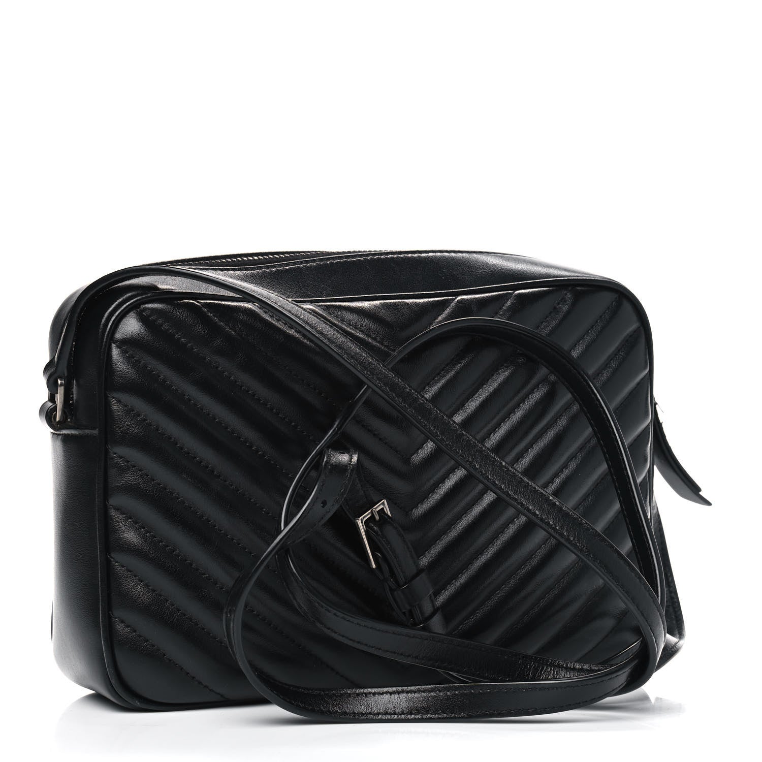 Saint Laurent Calfskin Matelasse Monogram Lou Camera Bag Black 2 of 9