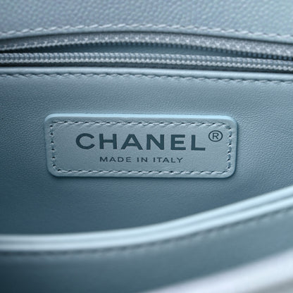 Chanel Iridescent Caviar Quilted Mini Coco Handle Flap Light Blue 6 of 9