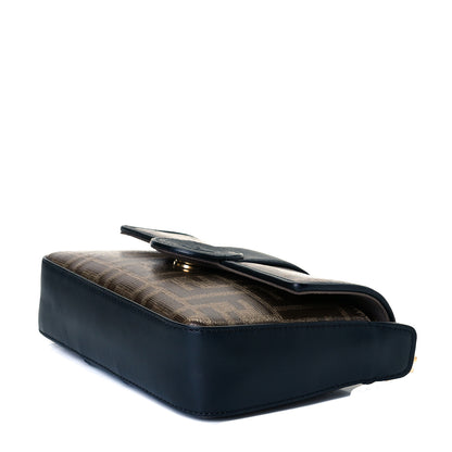 Fendi Glazed Fabric Vitello Century FF 1974 Stamp Patch Mini Double F Crossbody Bag Mogano Panna Black 6 of 6