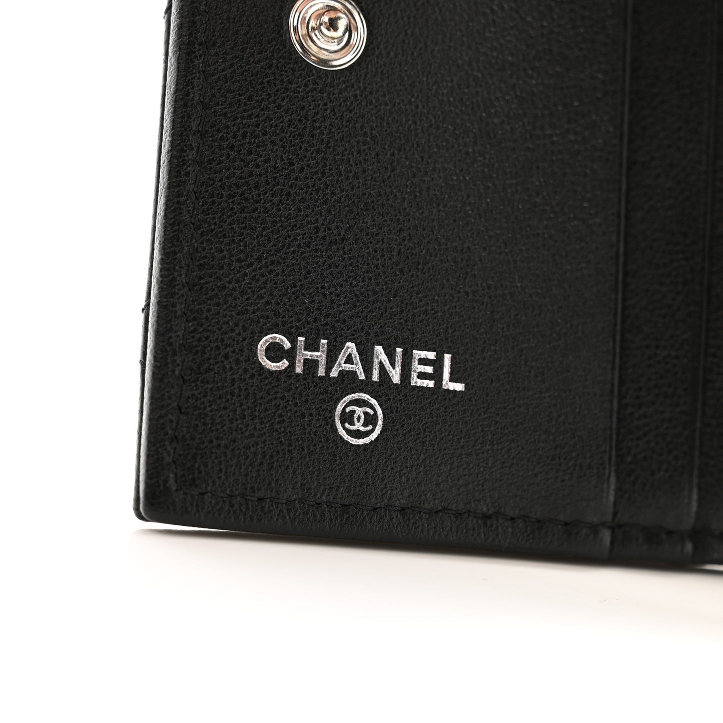 Lambskin Quilted CC Compact Bifold Wallet Black