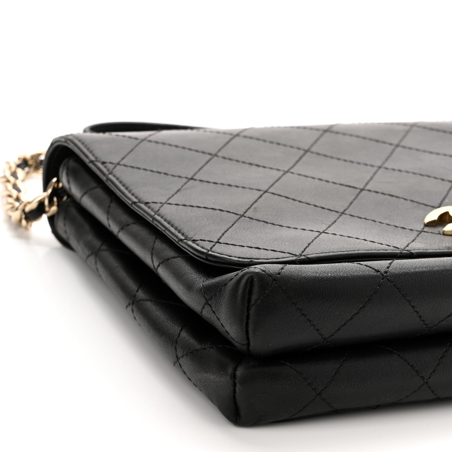 Chanel Calfskin Quilted Double Pocket Top Handle Flap Black 9 of 11