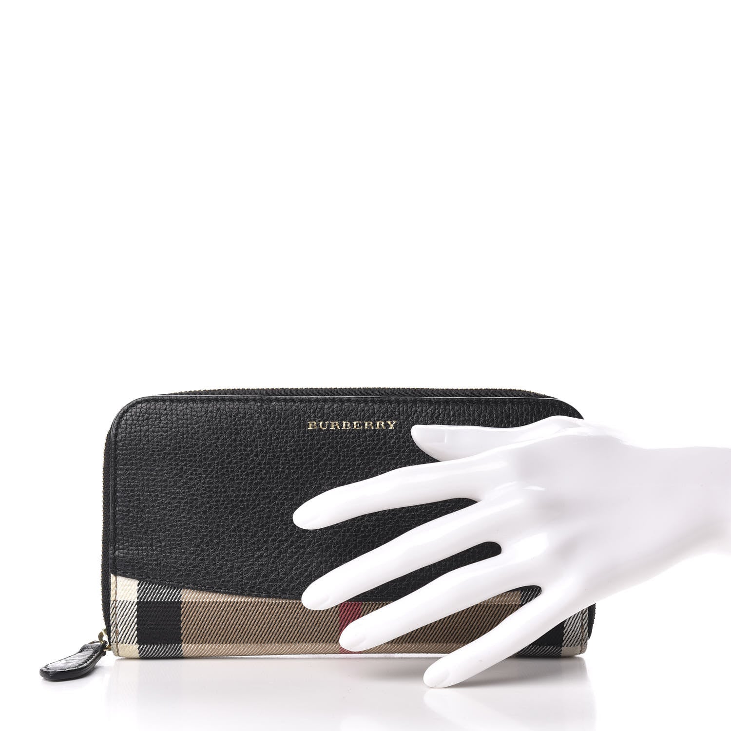 Burberry Calfskin House Check Elmore Zip Around Wallet Black 2 of 7