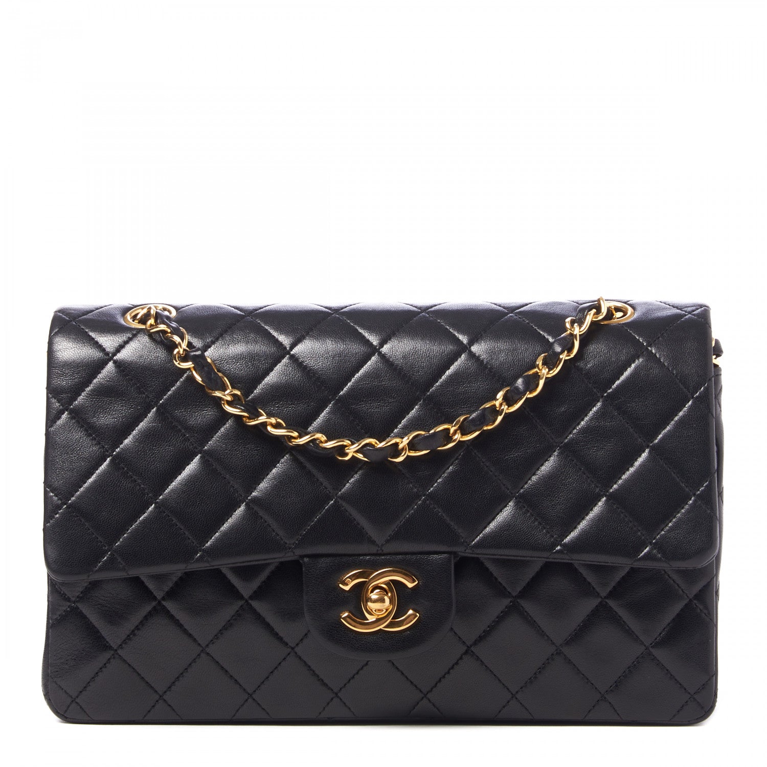 Chanel Lambskin Quilted Medium Double Flap Black 1 of 9