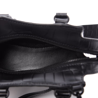 Balenciaga Semi Shiny Calfskin Crocodile Embossed Neo Classic Black Hardware Nano City Crossbody Black 5 of 9