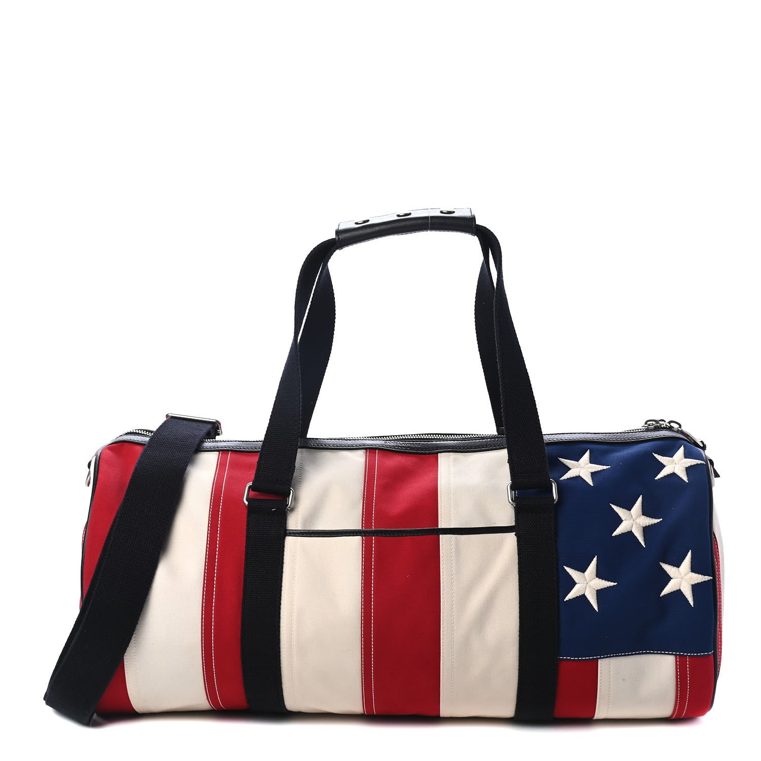 Saint Laurent Canvas American Flag Barrel Bag Red Blue 1 of 4