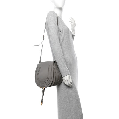 Chloe Grained Calfskin Medium Marcie Saddle Bag Cashmere Grey 3 of 13