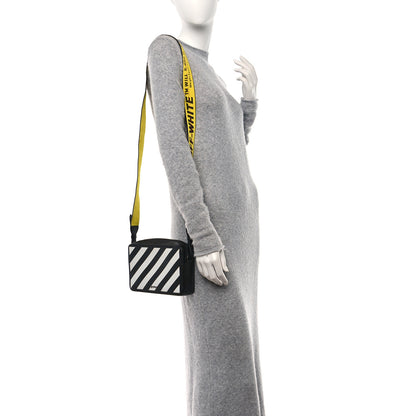 Off-White Saffiano Striped Mini Diag Bag Black White 2 of 10