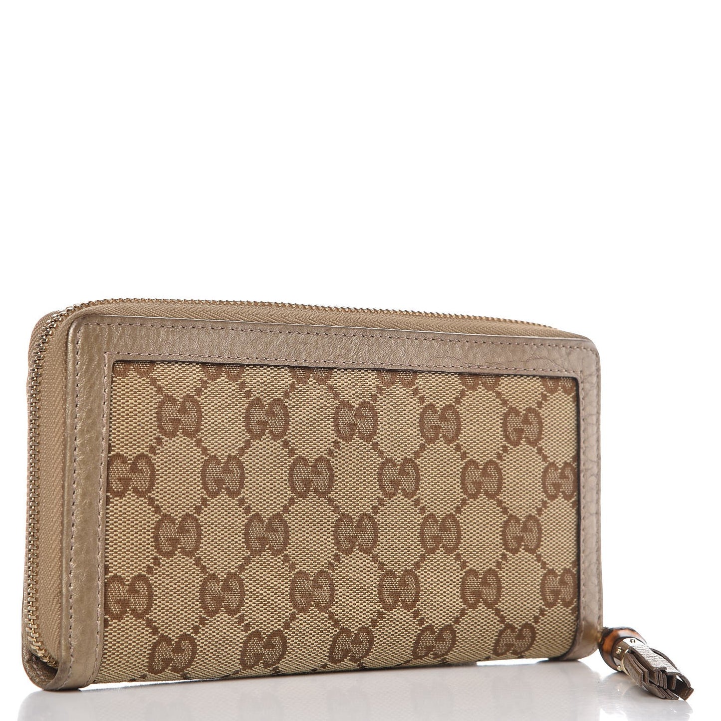 Monogram Bamboo Tassel Zip Around Wallet Gold