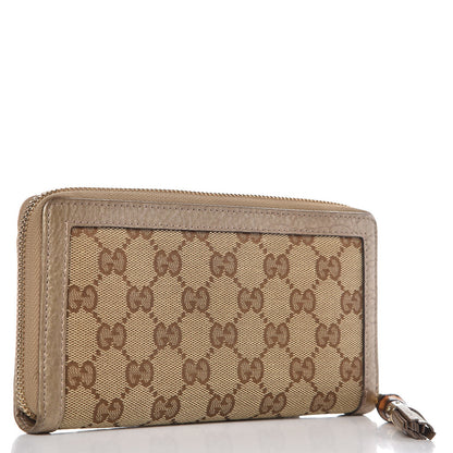 Gucci Monogram Bamboo Tassel Zip Around Wallet Gold 3 of 9