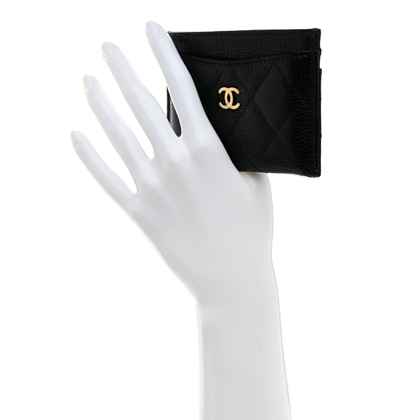 Caviar Quilted Card Holder Black