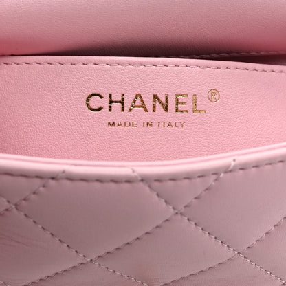 Chanel Lambskin Resin Quilted Top Handle Mini Flap Pink 6 of 10