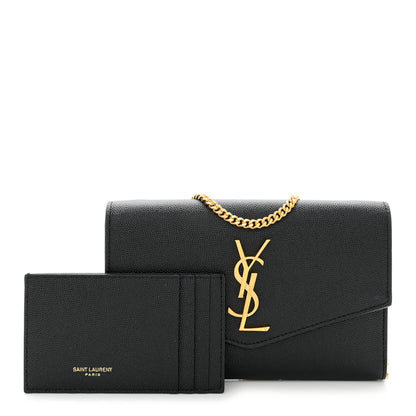 Saint Laurent Grain de Poudre Uptown Chain Wallet Black 2 of 11