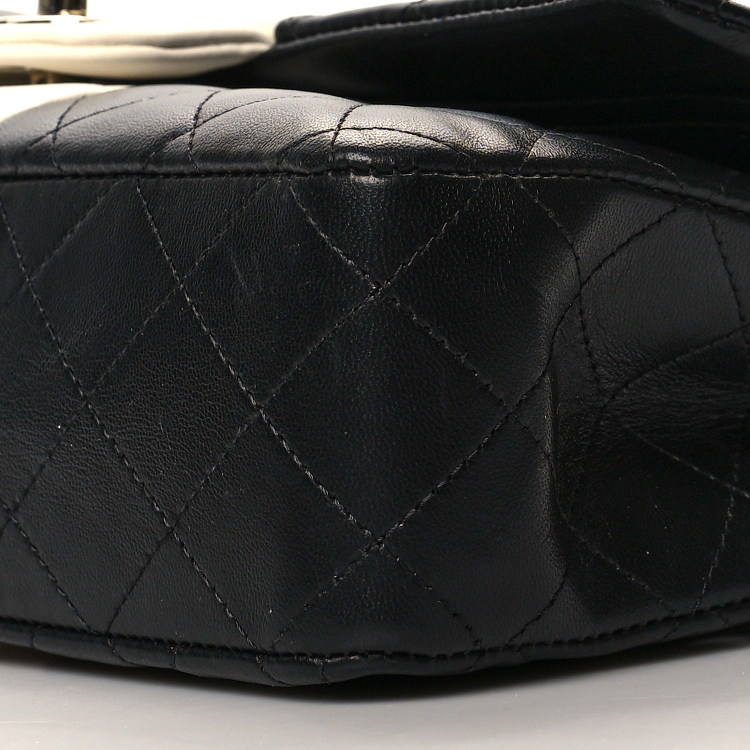 Chanel Lambskin Quilted Medium Double Flap Black White 10 of 10