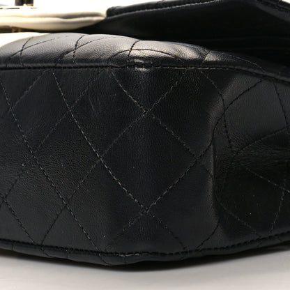 Chanel Lambskin Quilted Medium Double Flap Black White 10 of 10