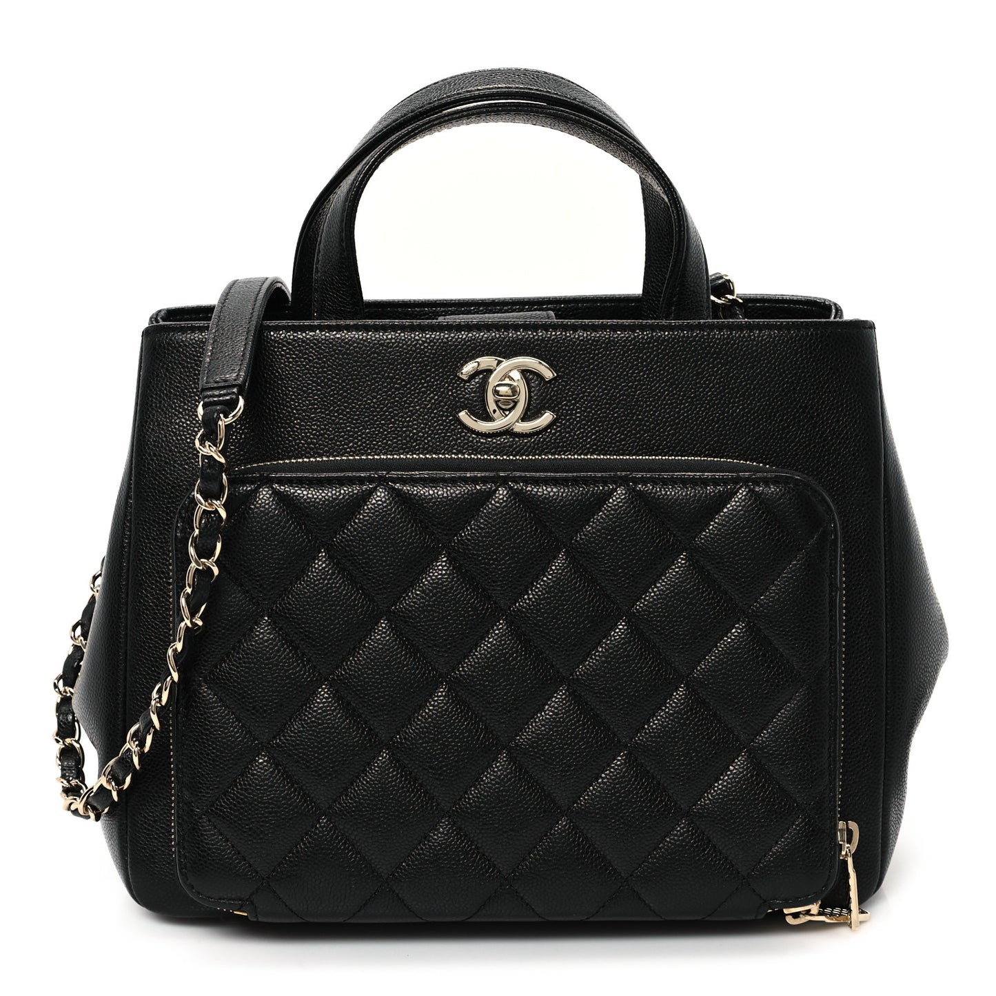 Caviar Quilted Small Business Affinity Shopping Bag Black