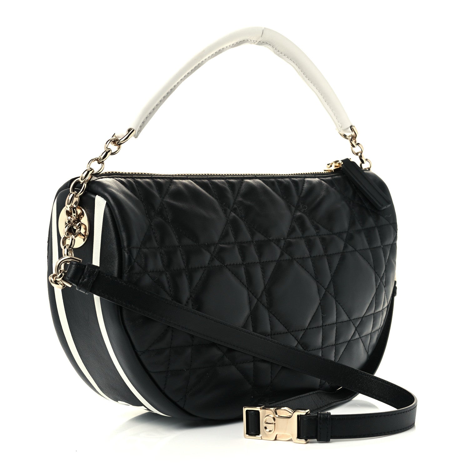 Christian Dior Lambskin Cannage Medium Dior Vibe Hobo Bag Black 3 of 10