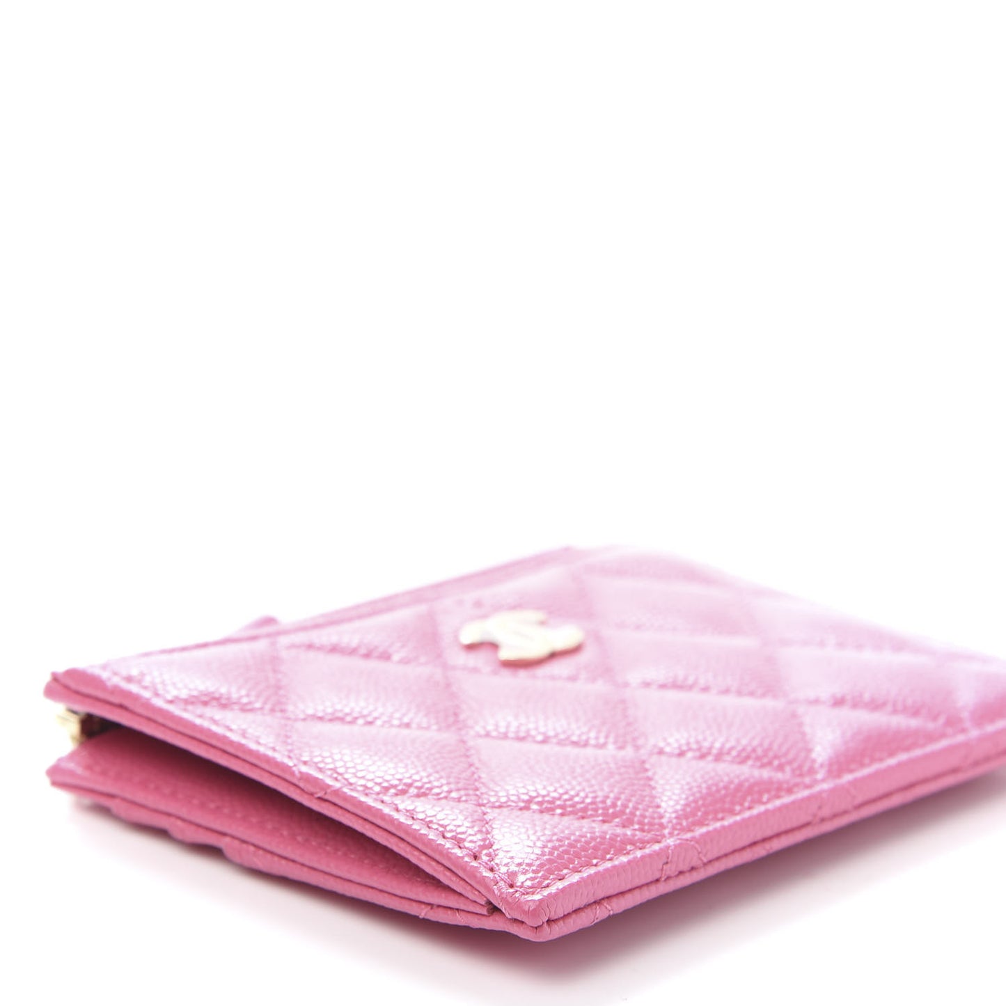 Caviar Quilted CC Zip Card Holder Pink