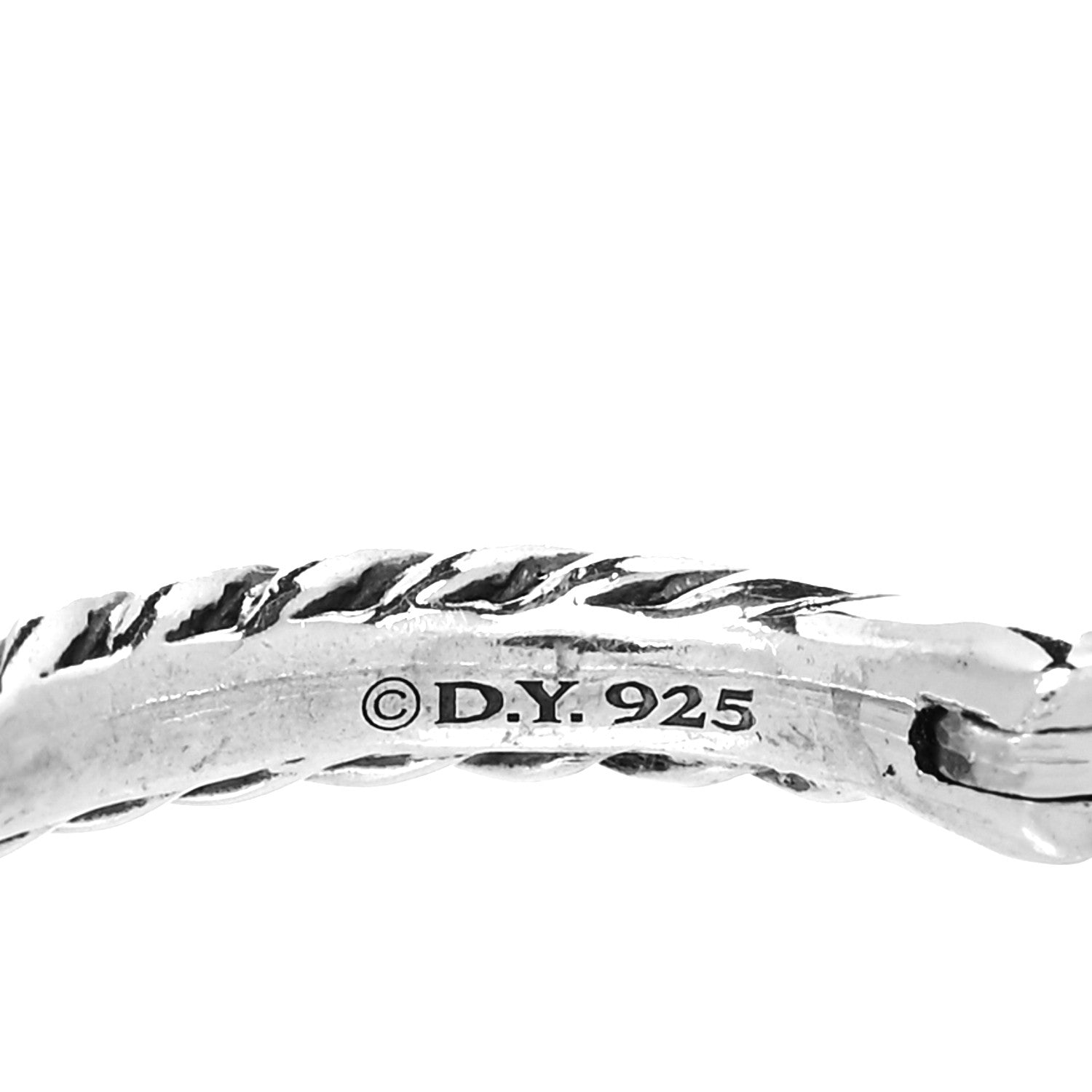 David Yurman Sterling Silver Diamond Cable Heart Hoop Earrings 4 of 4
