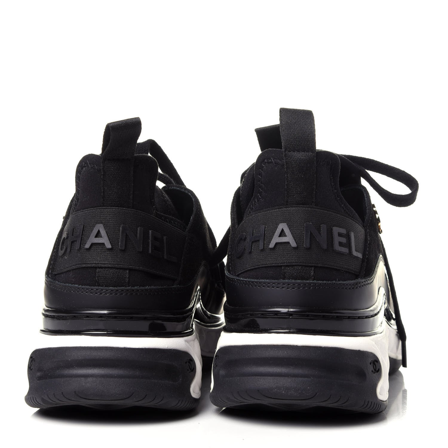 Chanel Fabric Calfskin Suede CC Sneakers 38.5 Black 6 of 11