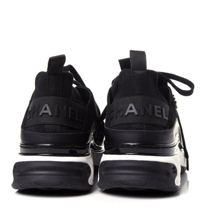 Chanel Fabric Calfskin Suede CC Sneakers 38.5 Black 6 of 11