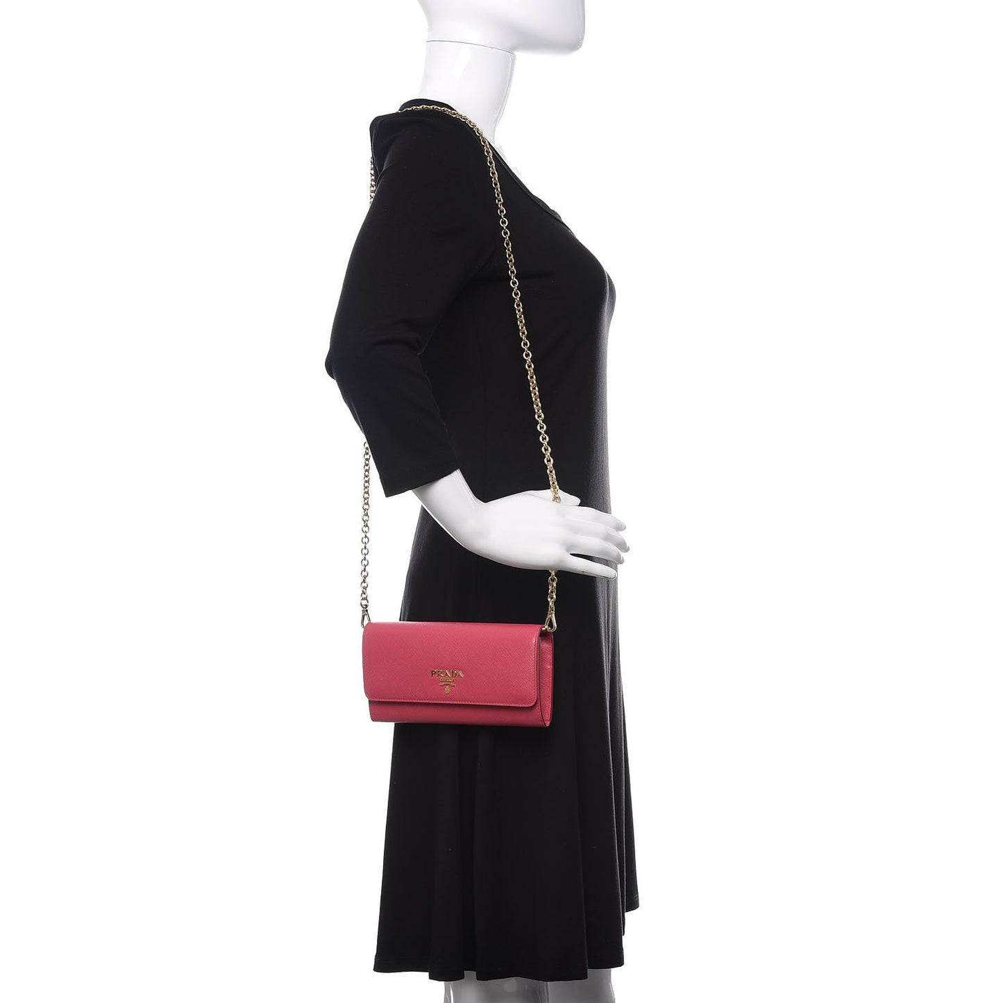 Saffiano Metal Oro Chain Wallet Peonia
