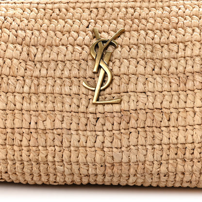 Saint Laurent Raffia Monogram Cassandre Small Cylindric Bag Natural Brick 5 of 12