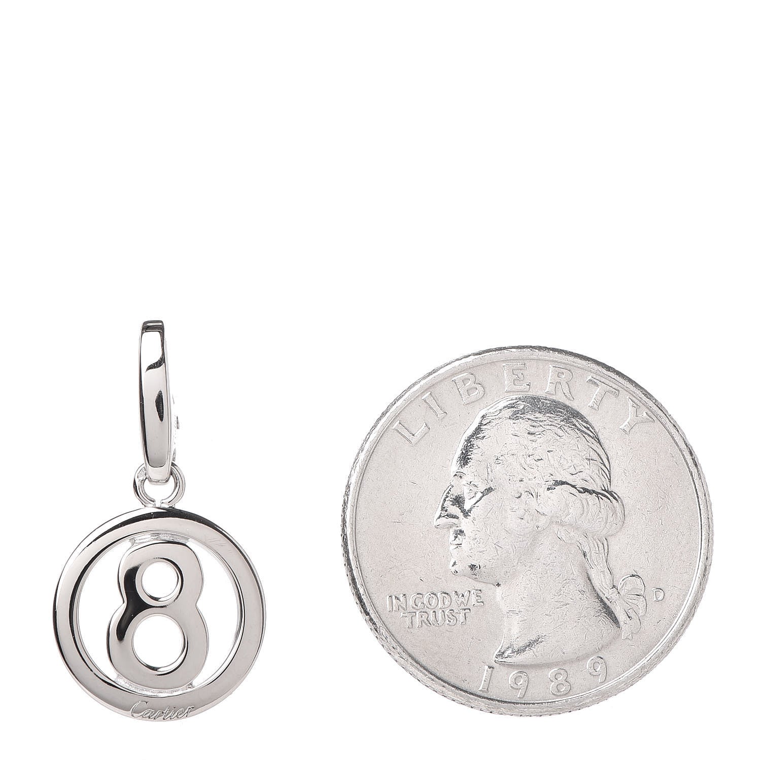 Cartier 18K White Gold No. 8 Circle Charm 2 of 4