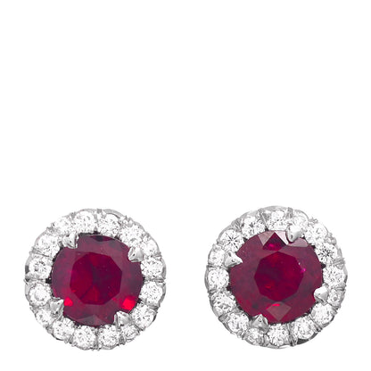 Tiffany Platinum Diamond Ruby Soleste Earrings 1 of 5