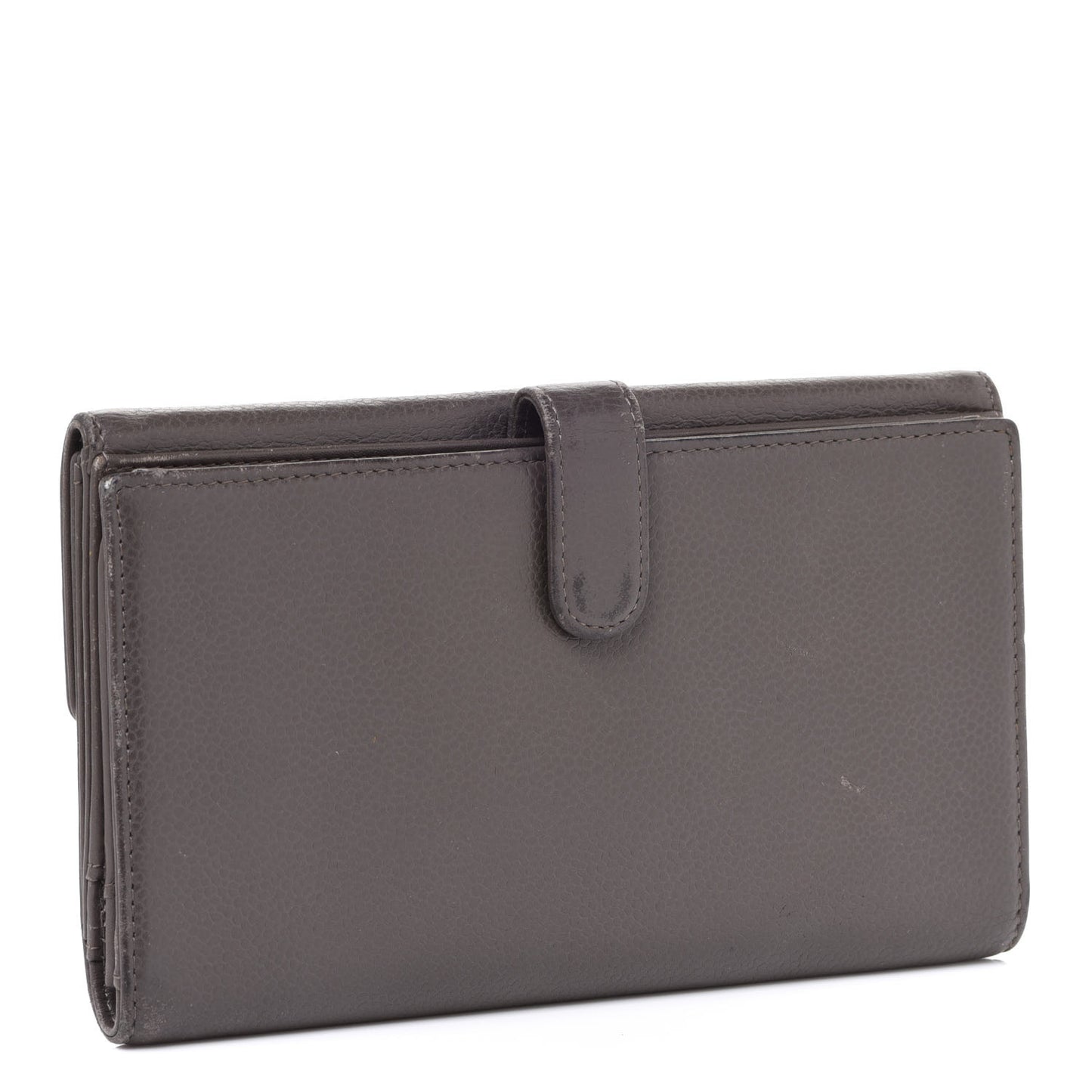 Caviar Timeless CC Large Gusset Flap Wallet Dark Grey