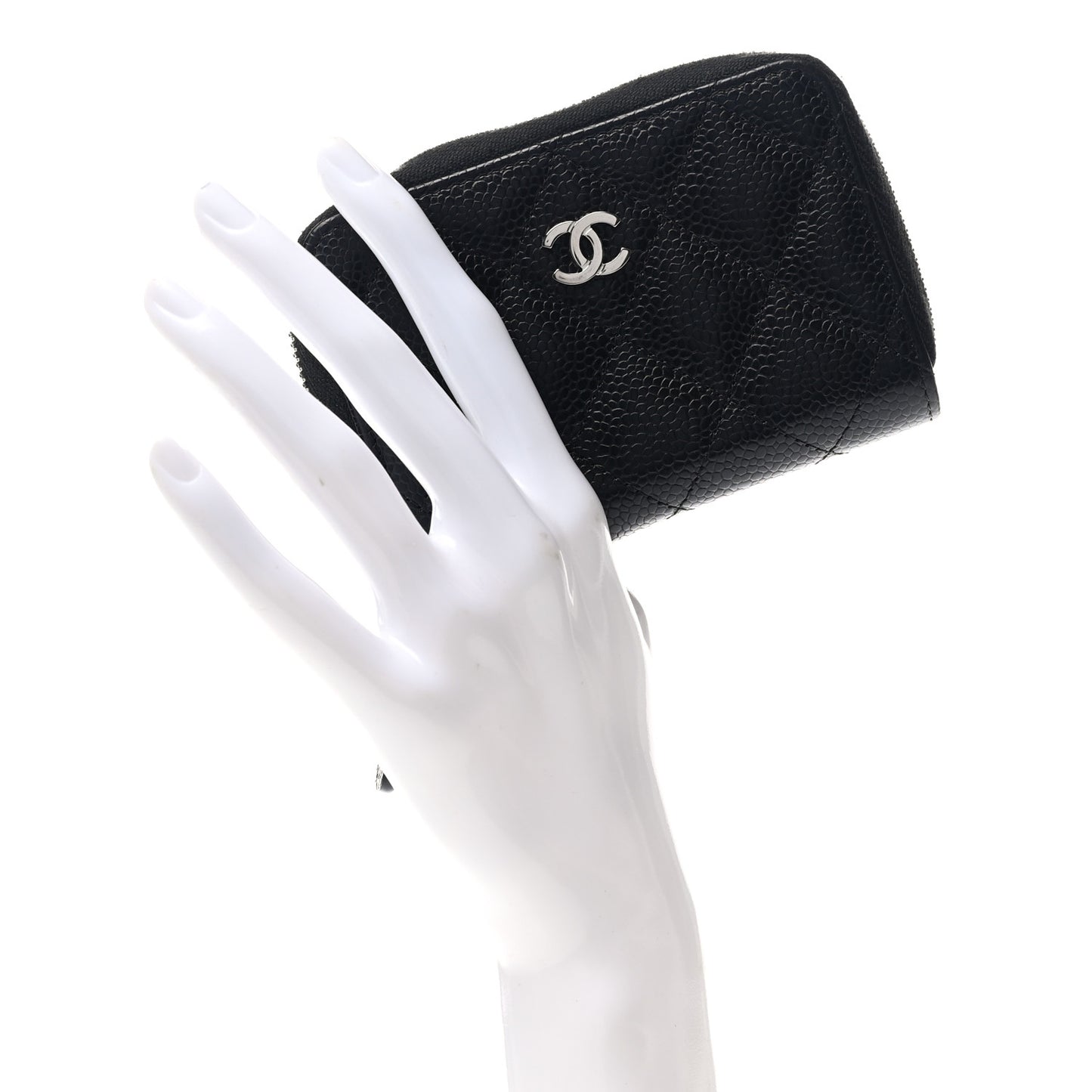 Caviar Quilted Zip Coin Purse Black