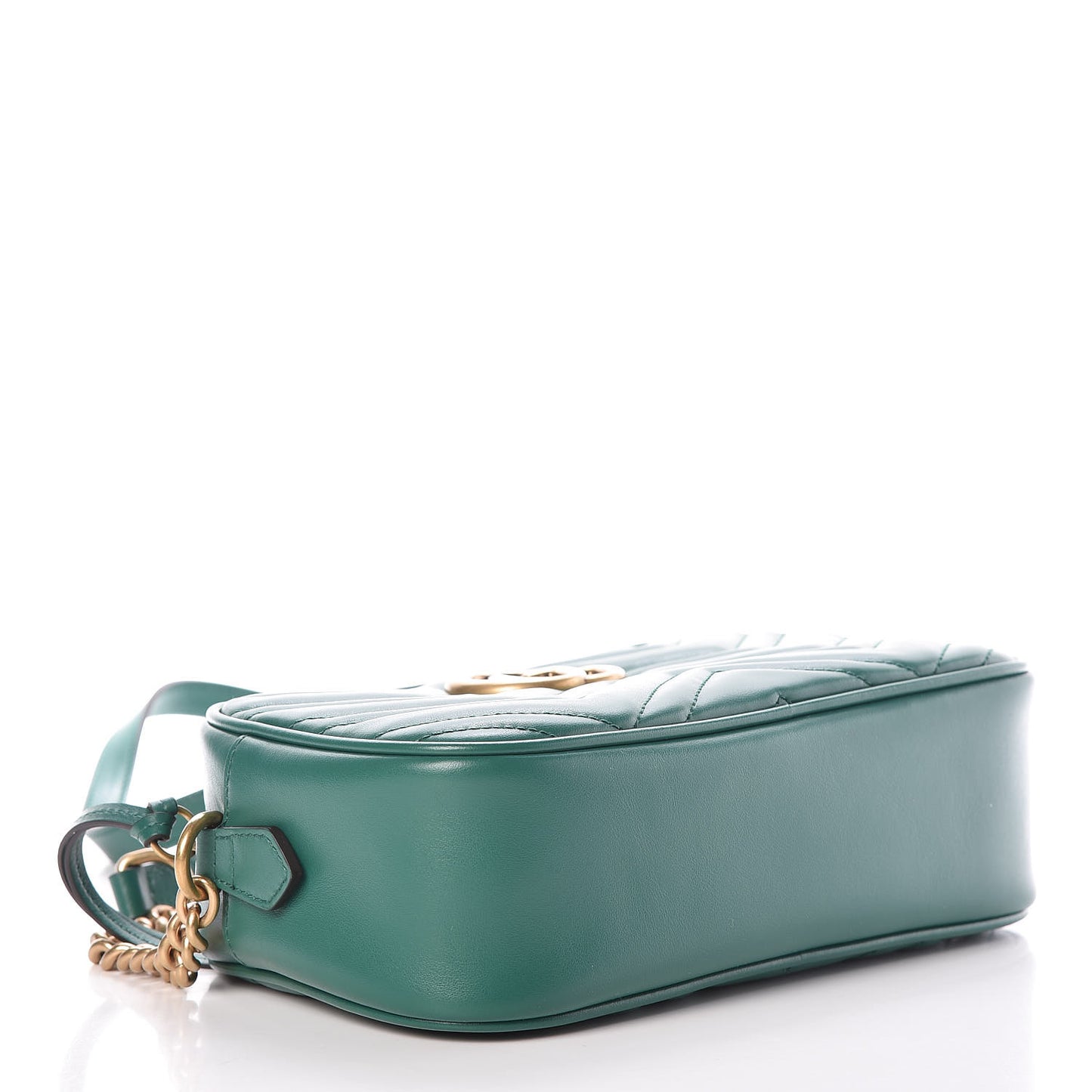 Calfskin Matelasse Small GG Marmont Chain Shoulder Bag Emerald Green