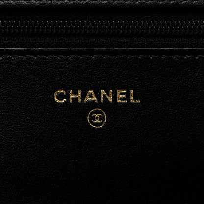 Chanel Tweed Quilted Chanel 19 Wallet On Chain WOC Black Navy Gold 6 of 11