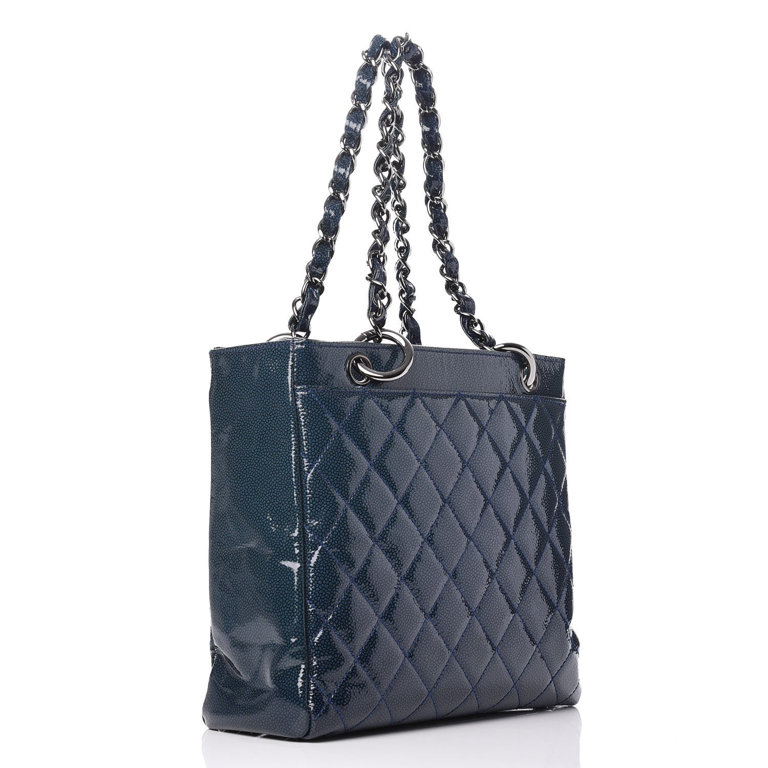 Chanel Patent Caviar Quilted Reissue 2.55 Tote Blue 3 of 10