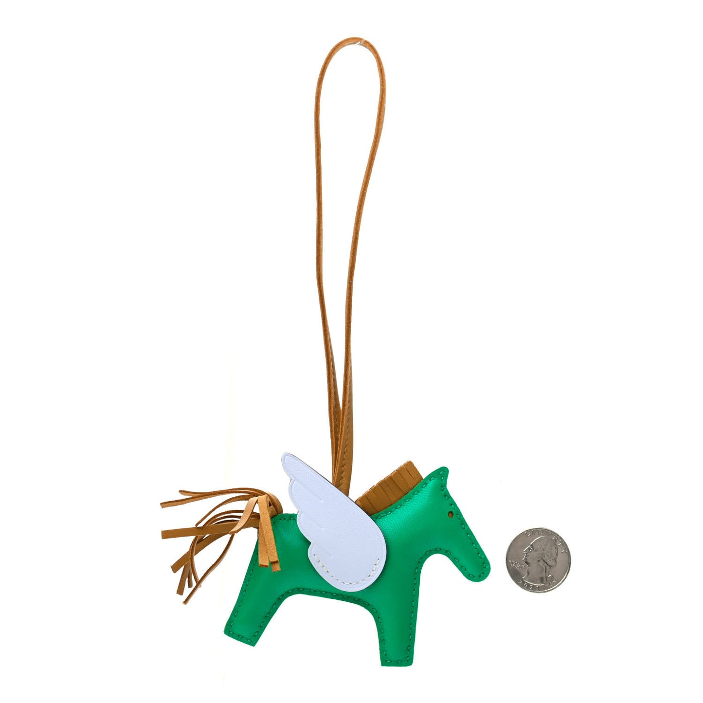 Milo Lambskin Grigri Rodeo Pegase Horse Bag Charm PM Menthe Sesame Bleu Brume
