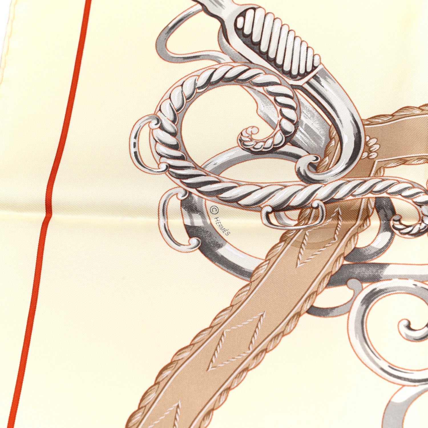 Hermes Silk Lift Profile Scarf 90 Creme Beige Gris 3 of 5