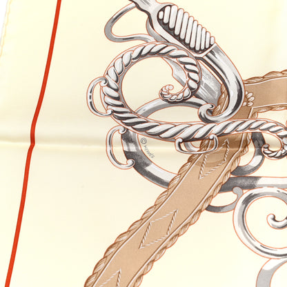 Hermes Silk Lift Profile Scarf 90 Creme Beige Gris 3 of 5