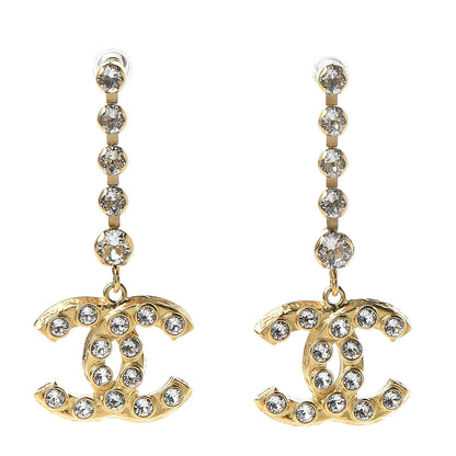 Chanel CC Crystal Drop Earrings Gold 1 of 5