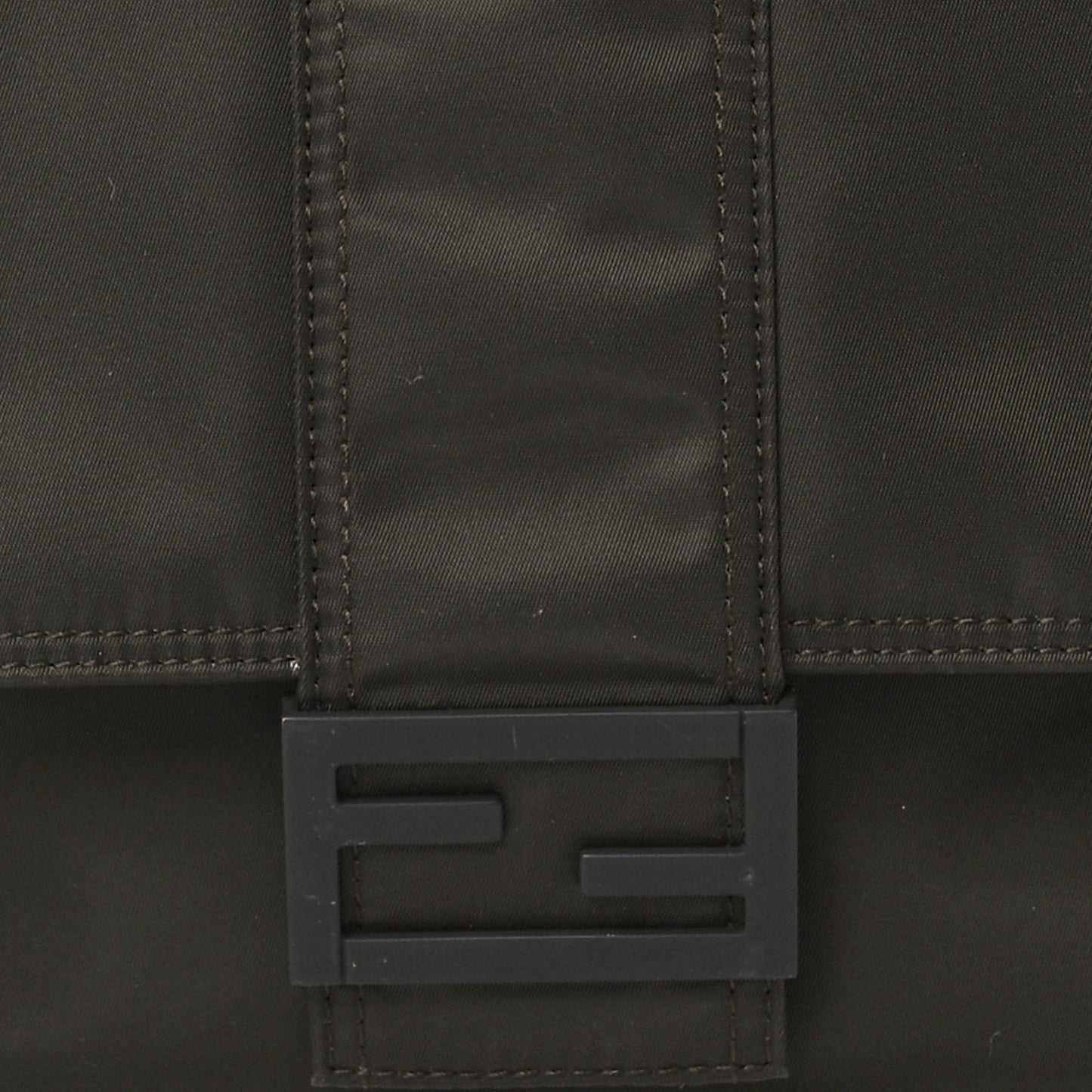 Econyl Nylon Cuoio Romano Monochrome Medium Baguette Messenger Bag Ebano