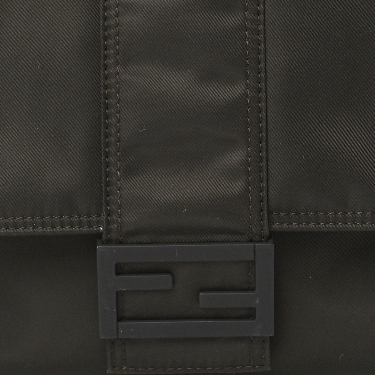 Fendi Econyl Nylon Cuoio Romano Monochrome Medium Baguette Messenger Bag Ebano 10 of 13