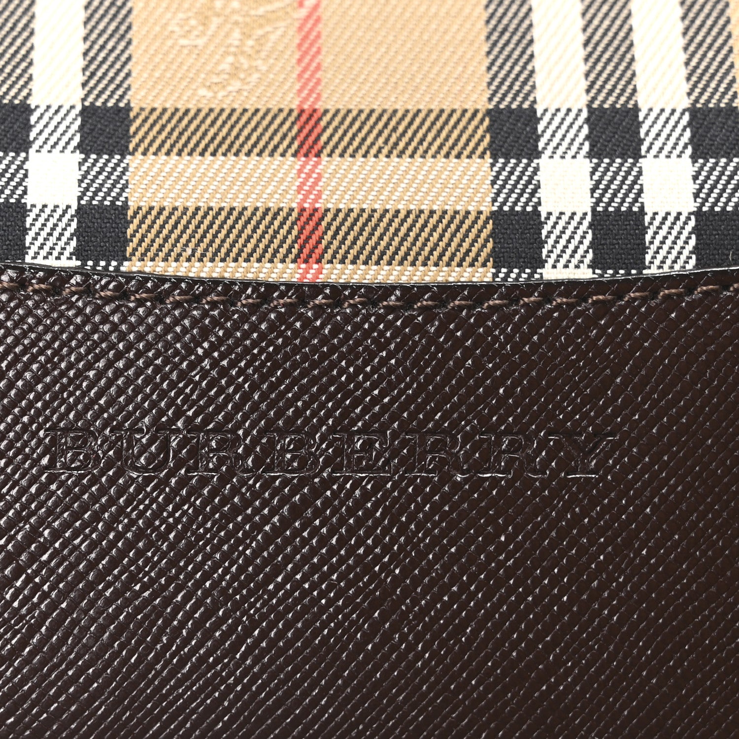 Burberry Haymarket Check Small Tote Dark Brown 6 of 9