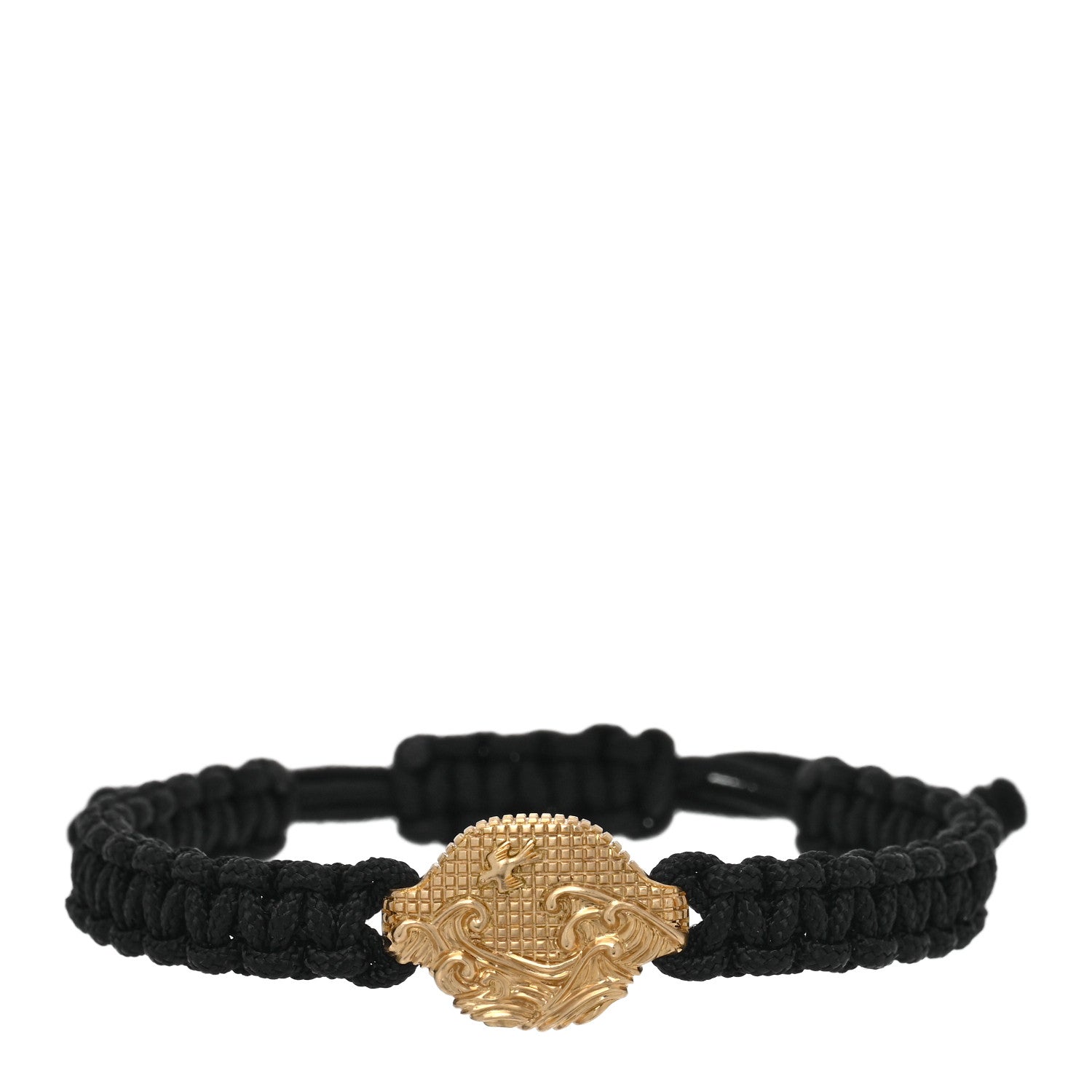 David Yurman 18K Yellow Gold Nylon Waves Woven Bracelet Black 1 of 4