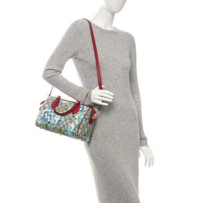 Gucci GG Supreme Monogram Blooms Small Boston Beige Blue Navy Hibiscus Red 2 of 7