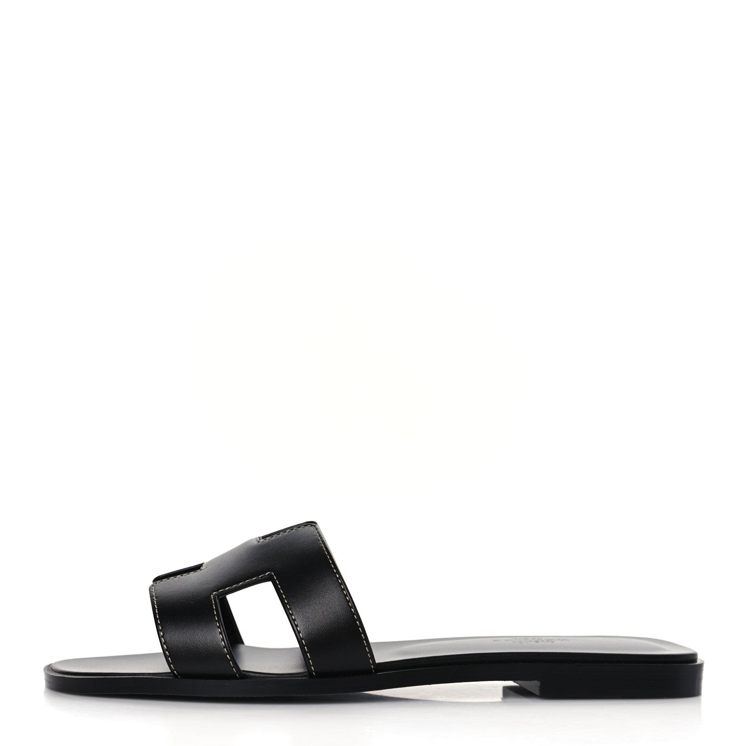 Hermes Box Calfskin Oran Sandals 38 Black 1 of 9