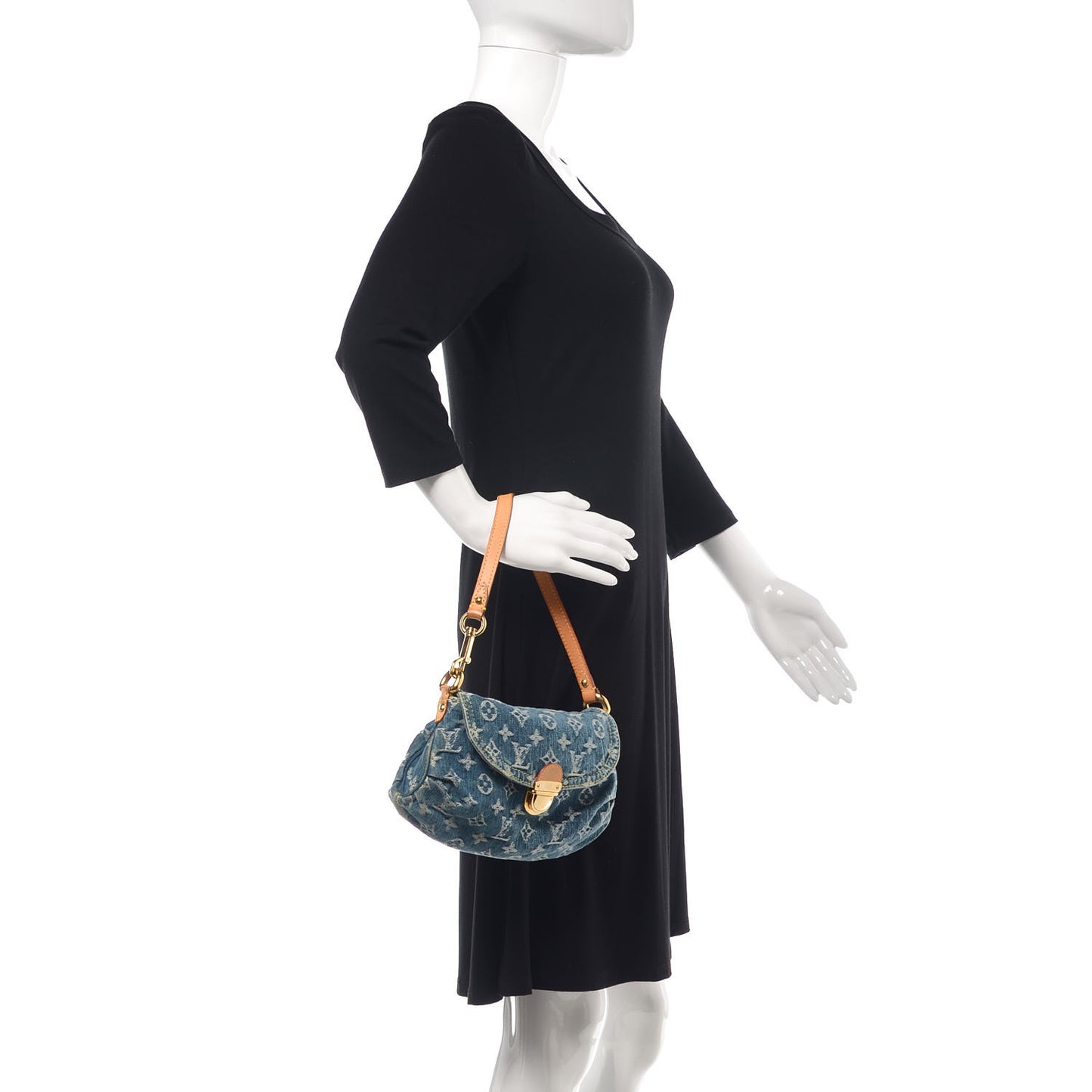 Monogram Denim Mini Pleaty Blue