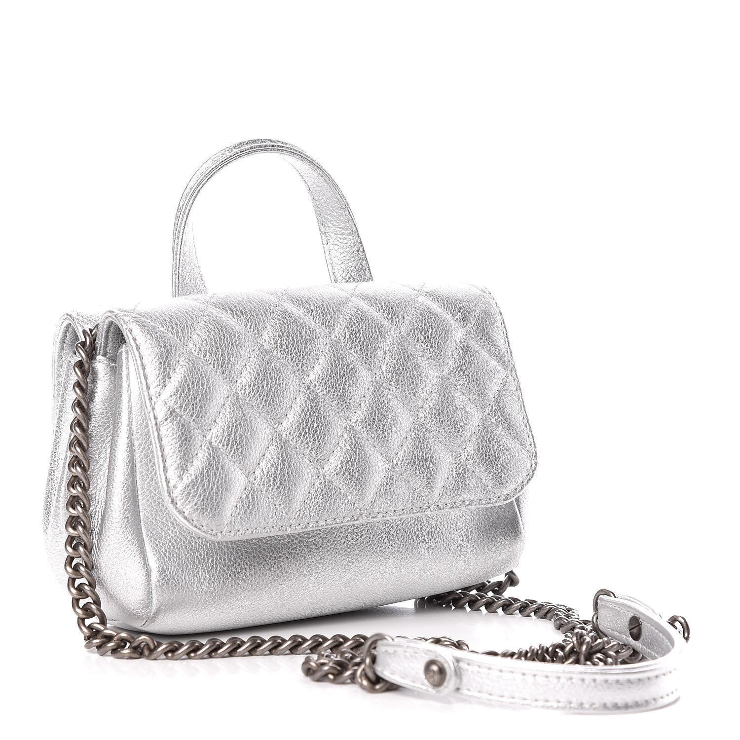 Chanel Metallic Calfskin Quilted Small Pilot Essentials Flap Silver 3 of 10
