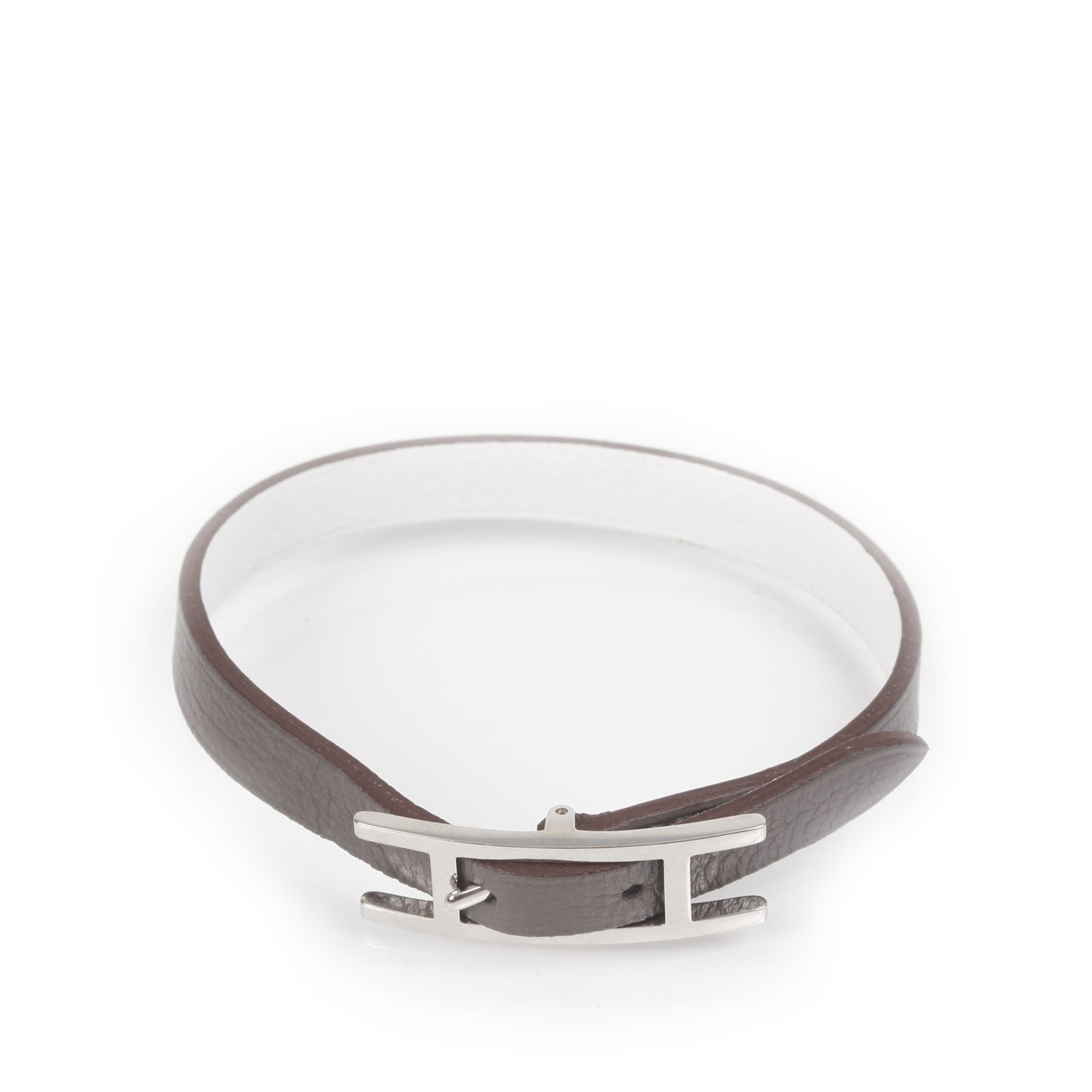 Swift and Epsom Hapi Single Tour Wrap Bracelet Etain Blanc