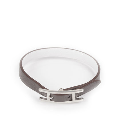 Hermes Swift and Epsom Hapi Single Tour Wrap Bracelet Etain Blanc 1 of 4