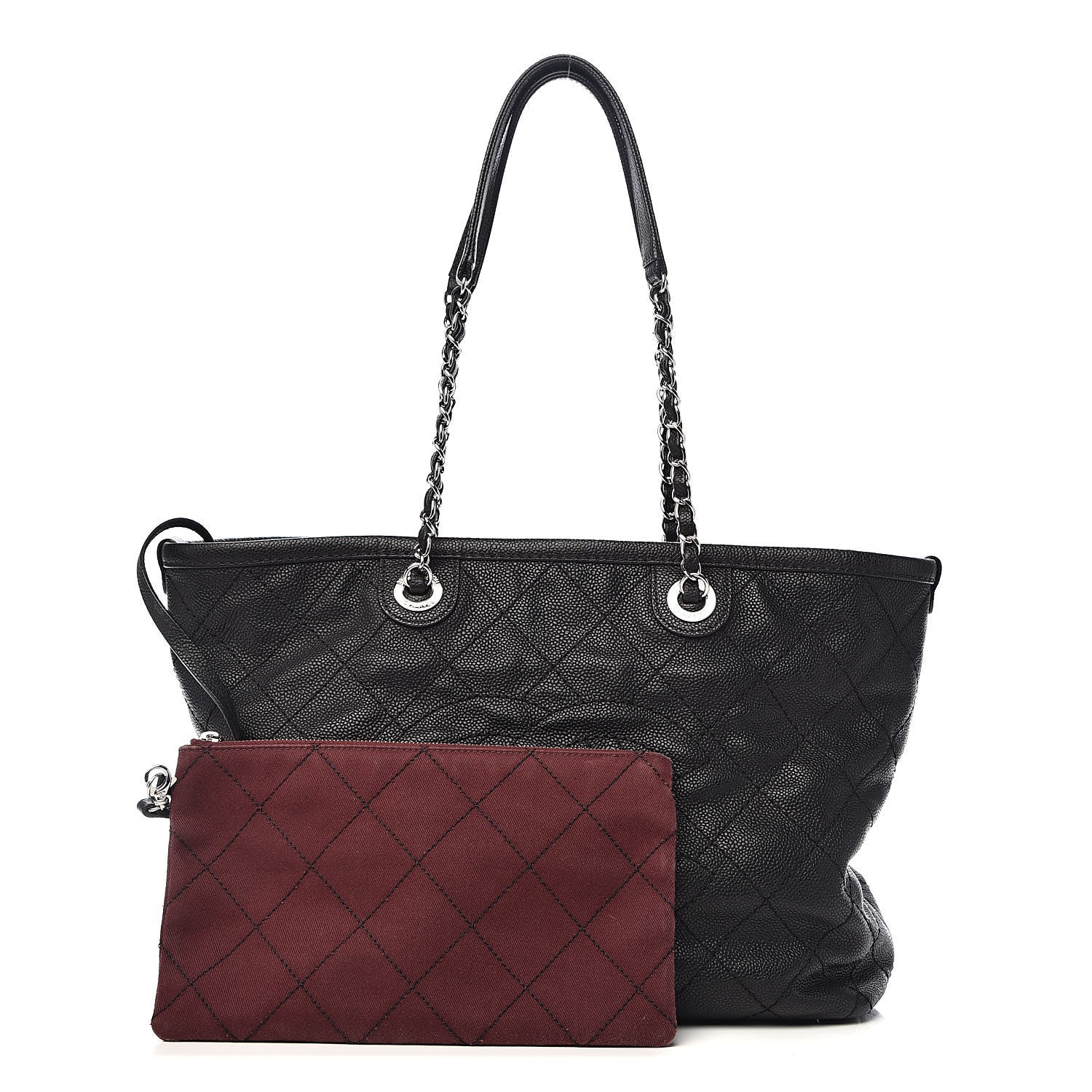 Chanel Grained Calfskin Quilted Small Daily Shopping Tote Black 1 of 12