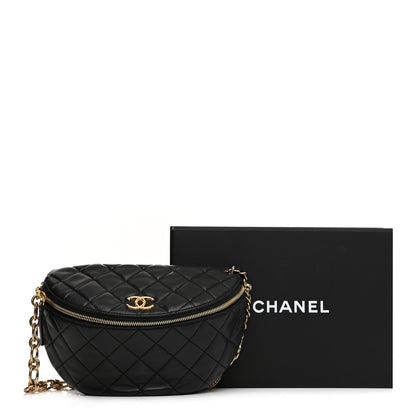 Chanel Lambskin Pearl Quilted CC Belt Bag Black 20 of 21